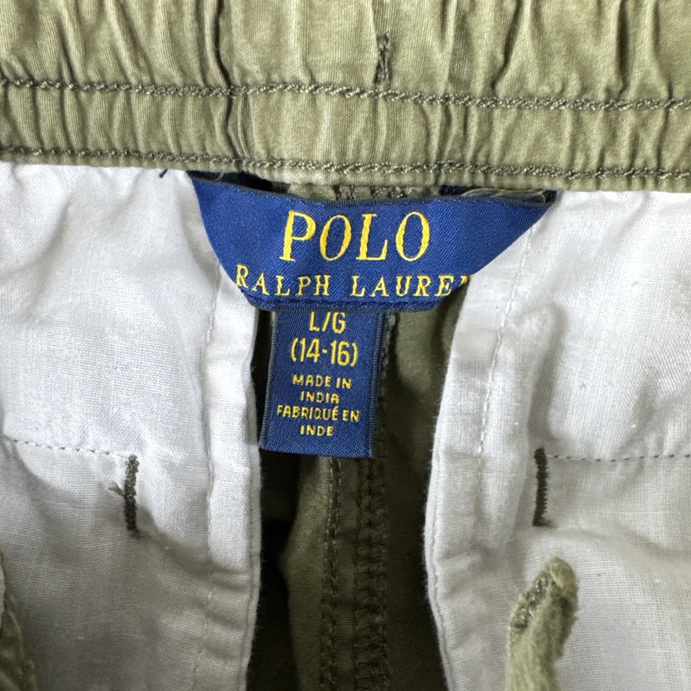Polo Ralph Lauren Kids Joggers Olive Green Drawstring Elastic Waist Size L 14-16 - Picture 3 of 6
